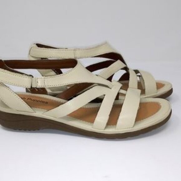 Hush Puppies Cream Sandals Sz 9.5W - Picture 2 of 4